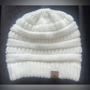 Cozy White Knit Beanie Ski Hat